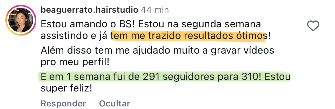 Depoimento de aluna: já vendi uns 3 ou 4 procedimentos